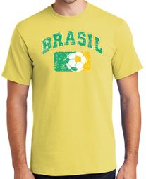 Brazil Brasil Futbol Soccer Men's T-shirt - Yellow