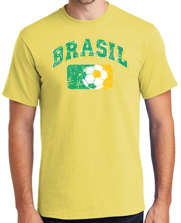 Brazil Brasil Futbol Soccer Men's T-shirt - Yellow