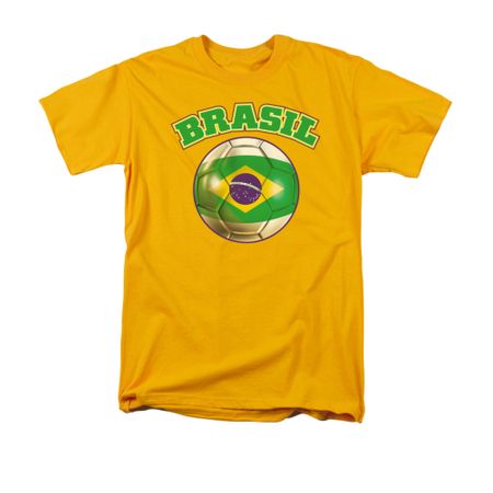 Brasil Soccer Futbol Shirt Adult Gold Tee T-Shirt