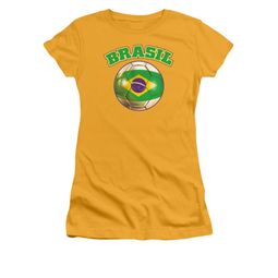 Brasil Soccer Futbol Shirt Juniors Gold Tee T-Shirt