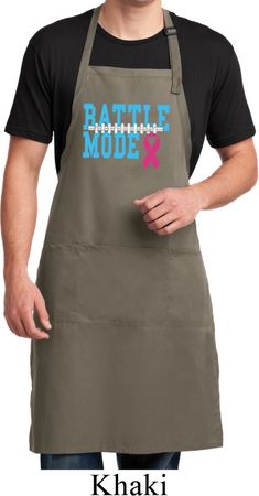 Breast Cancer Awareness Battle Mode Full Length Apron with Pockets
