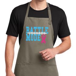 Breast Cancer Awareness Battle Mode Full Length Apron with Pockets