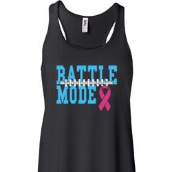Breast Cancer Awareness Battle Mode Ladies Flowy Racerback Tanktop