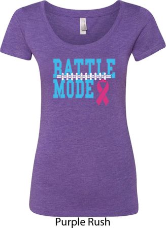 Breast Cancer Awareness Battle Mode Ladies Scoop Neck Shirt