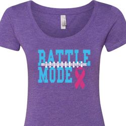 Breast Cancer Awareness Battle Mode Ladies Scoop Neck Shirt
