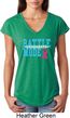 Breast Cancer Awareness Battle Mode Ladies Tri Blend V-Neck Shirt