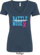 Breast Cancer Awareness Battle Mode Ladies V-Neck Shirt