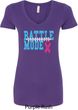 Breast Cancer Awareness Battle Mode Ladies V-Neck Shirt