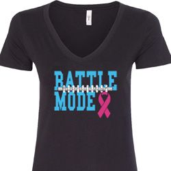 Breast Cancer Awareness Battle Mode Ladies V-Neck Shirt