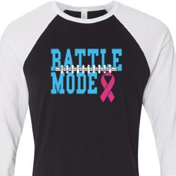 Breast Cancer Awareness Battle Mode Mens Raglan Shirt