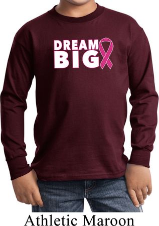Breast Cancer Awareness Dream Big Kids Long Sleeve Shirt