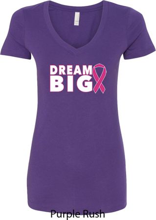 Breast Cancer Awareness Dream Big Ladies V-Neck Shirt