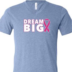 Breast Cancer Awareness Dream Big Mens Tri Blend V-neck Shirt