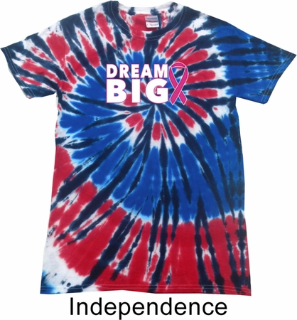 Breast Cancer Awareness Dream Big Patriotic Tie Dye Shirt