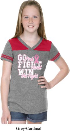 Breast Cancer Awareness Go Fight Win Girls Football Shirt