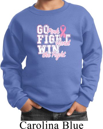 Breast Cancer Awareness Go Fight Win Kids Sweat Shirt