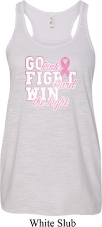 Breast Cancer Awareness Go Fight Win Ladies Flowy Racerback Tanktop