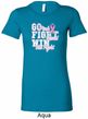 Breast Cancer Awareness Go Fight Win Ladies Longer Length Shirt