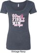 Breast Cancer Awareness Go Fight Win Ladies Scoop Neck Shirt