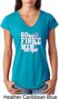 Breast Cancer Awareness Go Fight Win Ladies Tri Blend V-Neck Shirt
