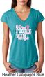 Breast Cancer Awareness Go Fight Win Ladies Tri Blend V-Neck Shirt
