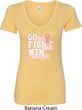 Breast Cancer Awareness Go Fight Win Ladies V-Neck Shirt