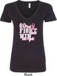 Breast Cancer Awareness Go Fight Win Ladies V-Neck Shirt