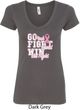 Breast Cancer Awareness Go Fight Win Ladies V-Neck Shirt