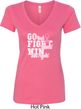 Breast Cancer Awareness Go Fight Win Ladies V-Neck Shirt