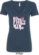 Breast Cancer Awareness Go Fight Win Ladies V-Neck Shirt