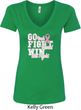 Breast Cancer Awareness Go Fight Win Ladies V-Neck Shirt