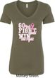 Breast Cancer Awareness Go Fight Win Ladies V-Neck Shirt