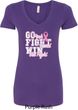 Breast Cancer Awareness Go Fight Win Ladies V-Neck Shirt