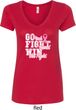 Breast Cancer Awareness Go Fight Win Ladies V-Neck Shirt