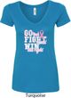 Breast Cancer Awareness Go Fight Win Ladies V-Neck Shirt