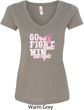 Breast Cancer Awareness Go Fight Win Ladies V-Neck Shirt