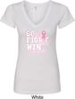 Breast Cancer Awareness Go Fight Win Ladies V-Neck Shirt