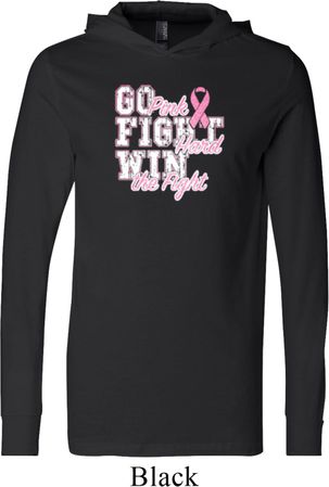 Breast Cancer Awareness Go Fight Win Lightweight Hoodie Tee