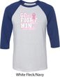 Breast Cancer Awareness Go Fight Win Mens Raglan Shirt