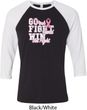 Breast Cancer Awareness Go Fight Win Mens Raglan Shirt