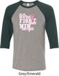 Breast Cancer Awareness Go Fight Win Mens Raglan Shirt