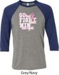 Breast Cancer Awareness Go Fight Win Mens Raglan Shirt