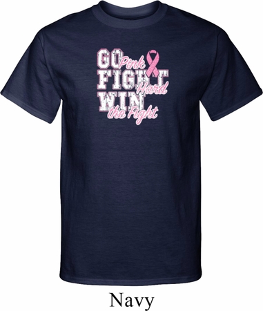 Breast Cancer Awareness Go Fight Win Mens Tall Shirt