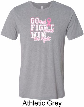 Breast Cancer Awareness Go Fight Win Mens Tri Blend Crewneck Shirt