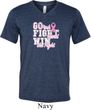 Breast Cancer Awareness Go Fight Win Mens Tri Blend V-neck Shirt