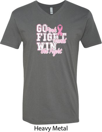 Breast Cancer Awareness Go Fight Win Mens V-Neck Shirt