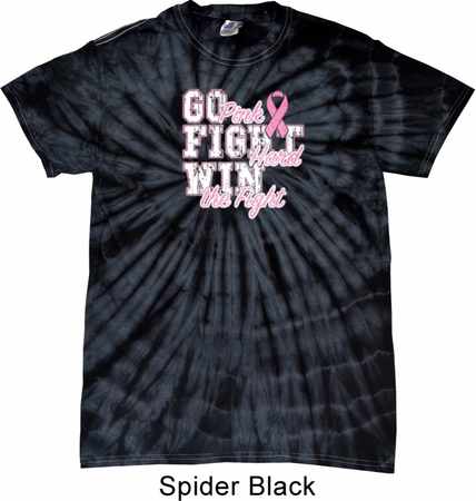 Breast Cancer Awareness Go Fight Win Spider Tie Dye Shirt