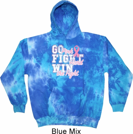 Breast Cancer Awareness Go Fight Win Tie Dye Hoodie