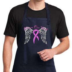 Breast Cancer Awareness Heaven Can Wait Full Length Apron with Pockets