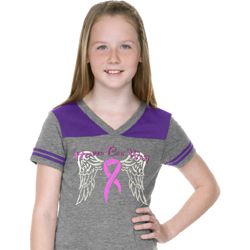 Breast Cancer Awareness Heaven Can Wait Girls Football Shirt